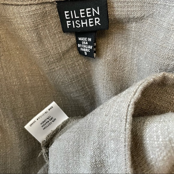 Eileen Fisher Nehru collar cotton/linen jacket with large placket pockets - Picture 4 of 4